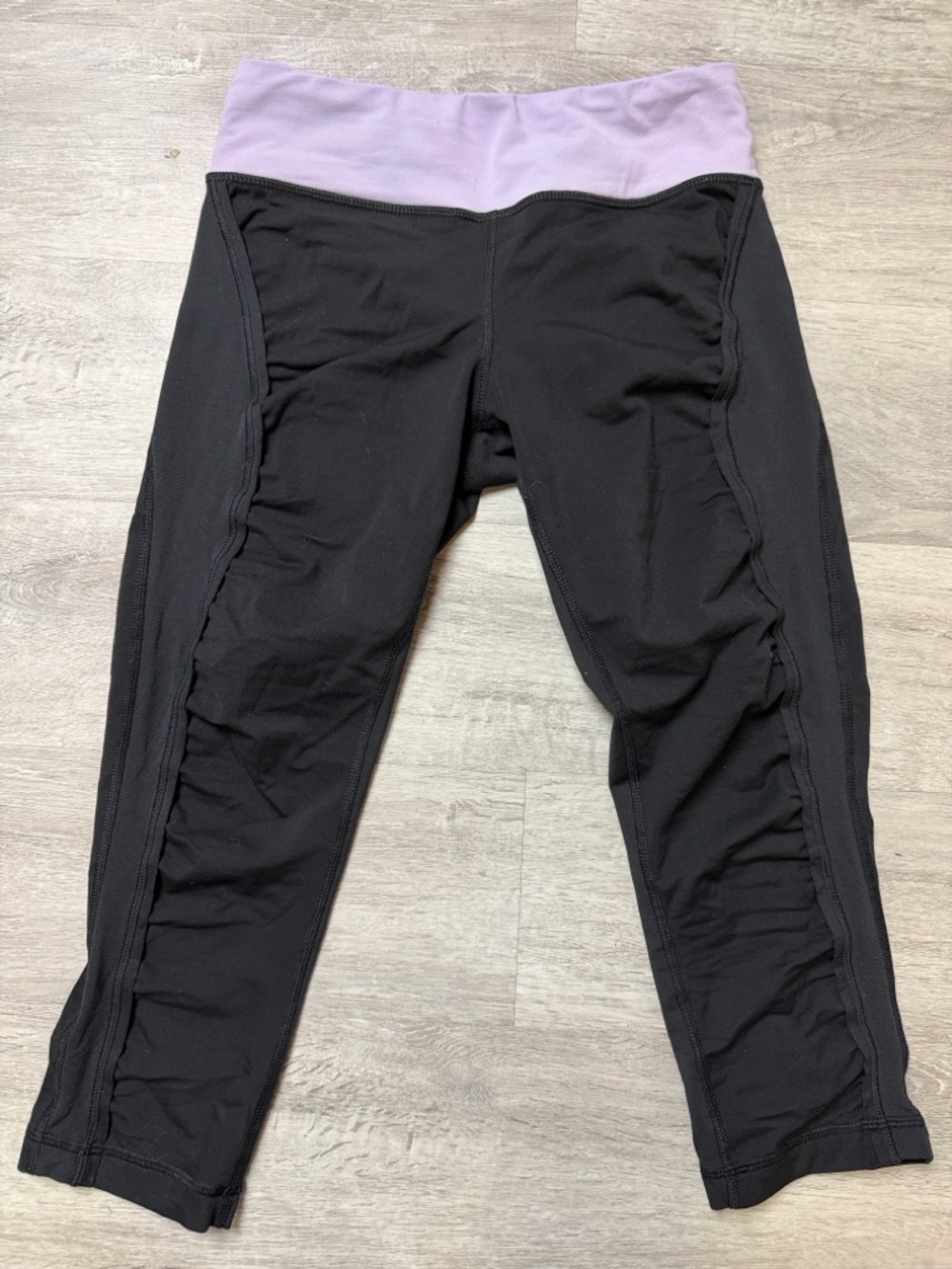lululemon athletica Black Capri Leggings with Lavender Waistband